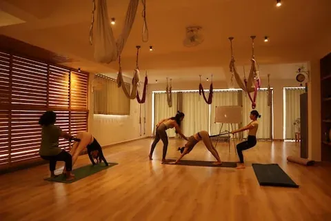 Yoga practice at Pragalbha Studio